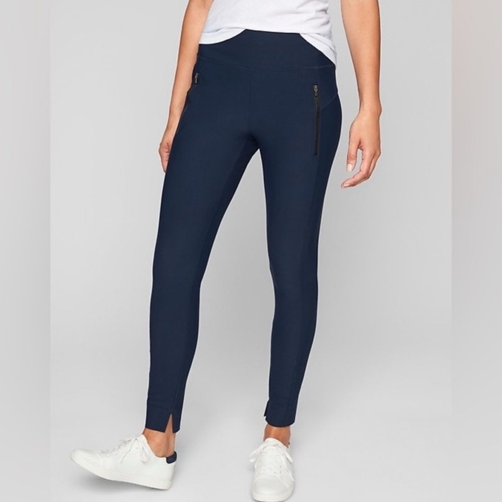 Athleta Stellar Tight in Navy Blue Mid Rise Full length Leggings